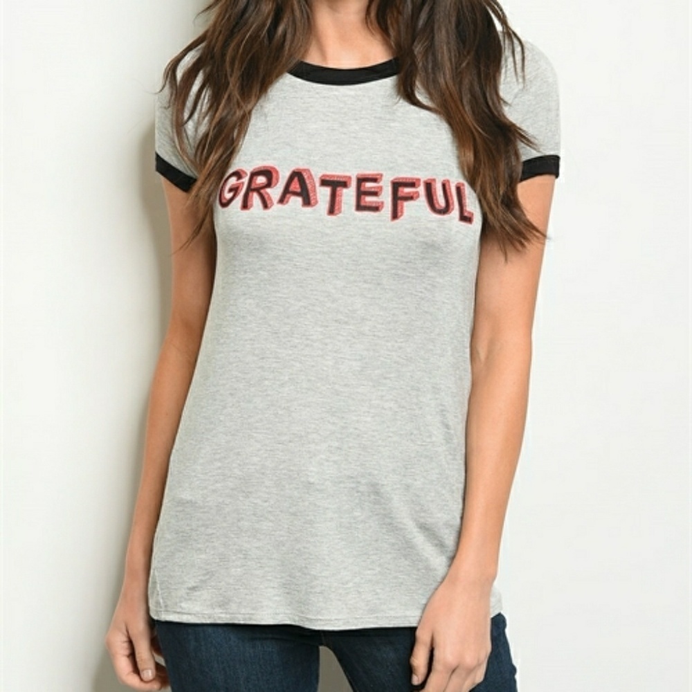 Sweet CLAIRE Heather Gray Graphic Short Sleeve Tees